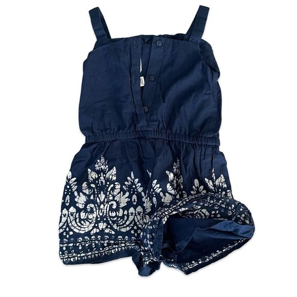 Janie and Jack sleeveless border print pom pom romper merchant marine girls 3T - Picture 7 of 12